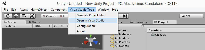 図: [Visual Studio Tools] メニューから [Open Visual Studio] を選択する