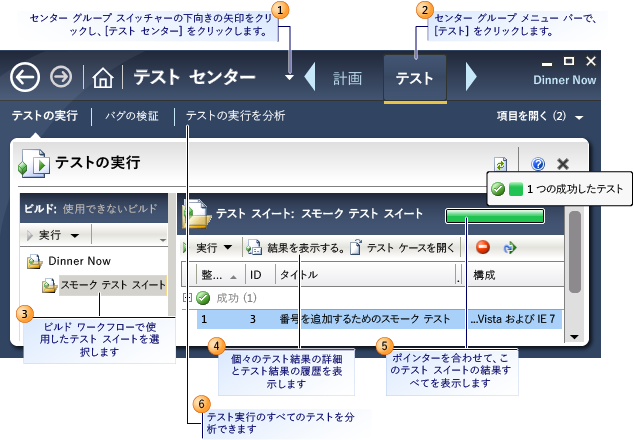 ビルド ワークフローからのテスト結果の表示