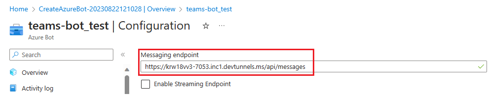 スクリーンショットは、メッセージング エンドポイントの追加 API を示しています。