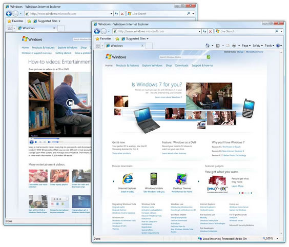 「Windows Web サイト」画面