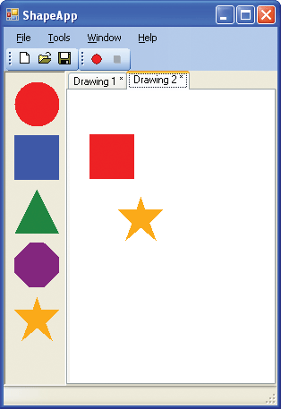 図 3 ShapeApp サンプル アプリケーション
