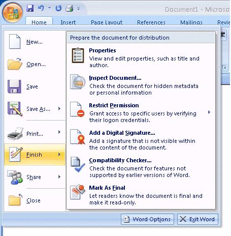 新しい機能を強調表示する Microsoft Office ボタン