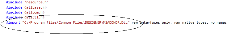 ウィザードの #import ステートメントを含む StdAfx.h ファイル