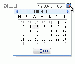 組み込みの日付の選択