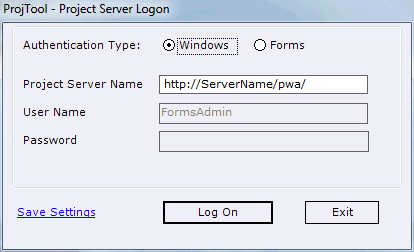 Windows 認証またはフォーム認証を使ったログオン