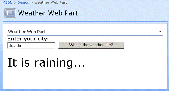 天気予報 Web サービスを使用する Web パーツ