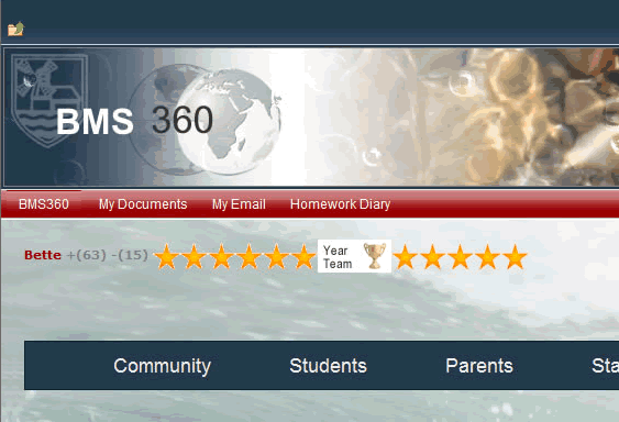 Student behavior display on the BMS 360 home page
