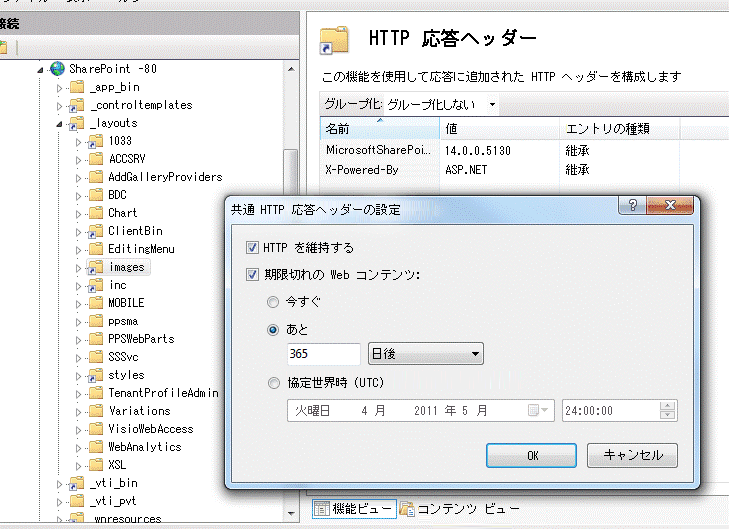 一般的な HTTP 応答ヘッダー ダイアログ ボックスを設定する