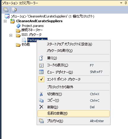 Package.dtsx - [名前の変更] メニュー
