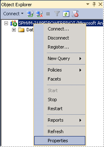SSAS サーバーのプロパティの表示 SSAS サーバーのプロパティの表示