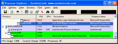 図 2a Windows XP でのアプリケーション エラー処理