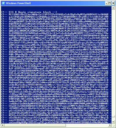 Figure 1 スクリプトの最後に格納された署名ブロック