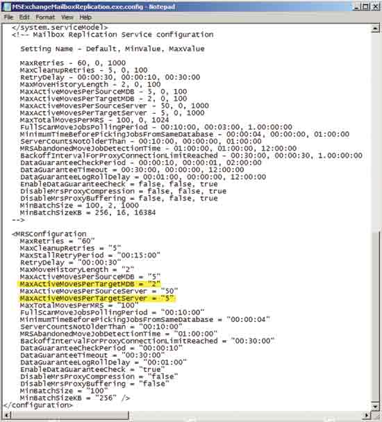 Exchange Server 2010 SP1 の MaxActiveMovesPerTargetMDB と MaxActiveMovesPerTargetServer の既定値