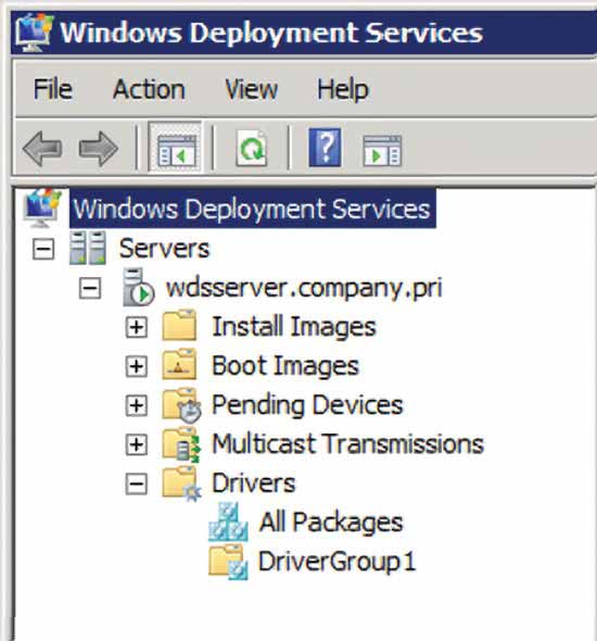 Windows 展開サービスの [ドライバー] ノード