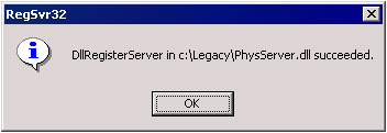 Successful installation of legacy COM component message