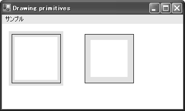 図18-4　それぞれ異なるペン配置で描画された2つの正方形