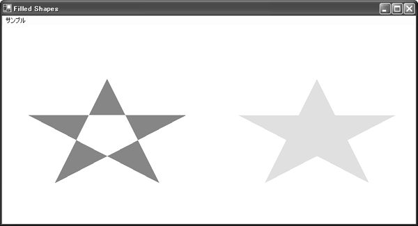 図18-7　左側は交互モード、右側は全域モードで塗りつぶした星形