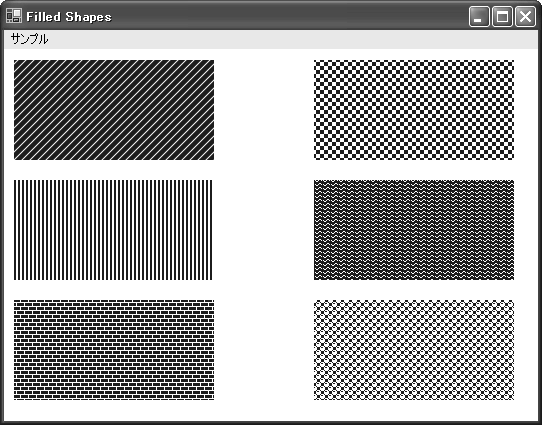 図18-8　ハッチブラシで使用できる56のスタイルのうちの6個