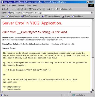 Error message: Cast from _ComObject to String is not valid