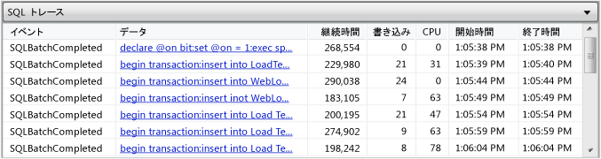 [SQL トレース] テーブル