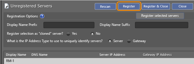 Register servers to use for your environment