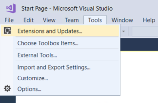 Visual Studio 2017 - Extensions and Updates dialog