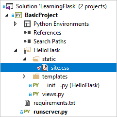 Static file structure as shown in Solution Explorer