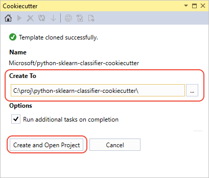 Second step using Cookiecutter, setting project properties