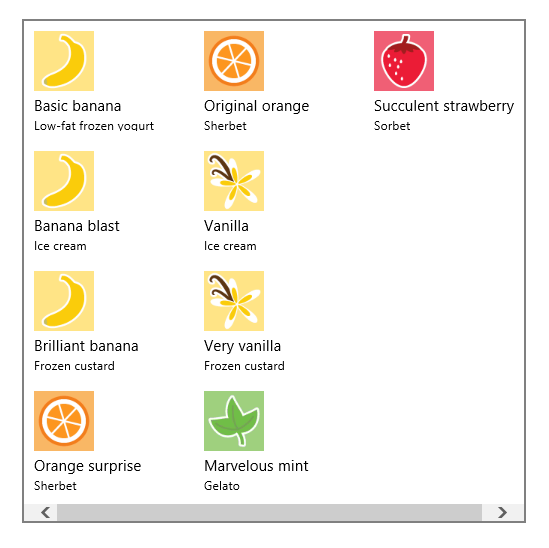 スタイルが定義された ListView 内の項目