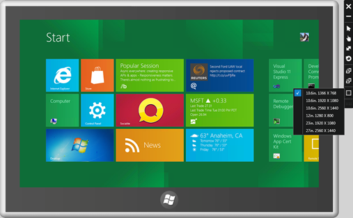 Visual Studio 11 の Windows Simulator