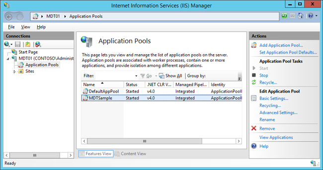 Screenshot of the new mdt sample application window.