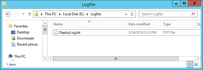 Screenshot of a dialog box showing the deploy log text file.