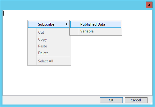 Screenshot of a subscribe to data dialog window.