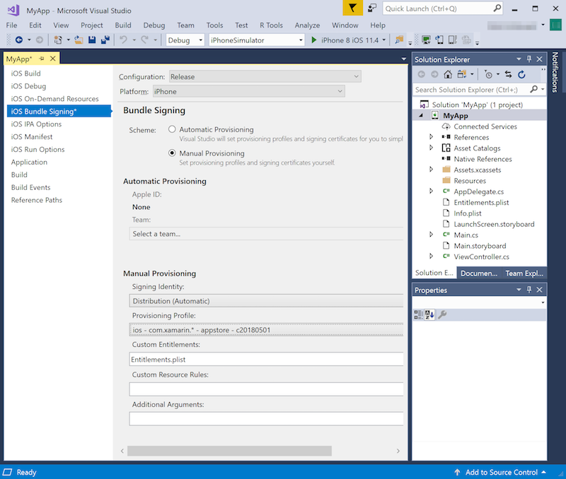 iOS バンドル署名の設定 iOS バンドル署名の設定