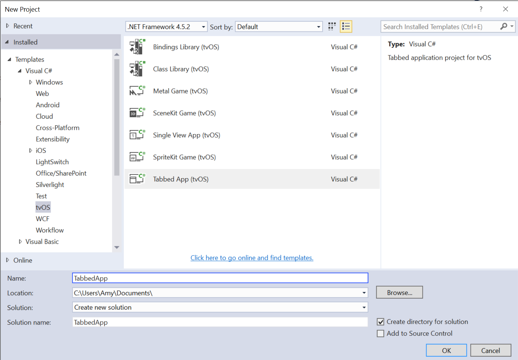 タブ付きアプリを選択する