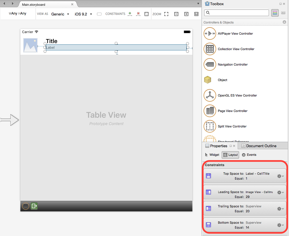 ラベルの左、右、上、下にピン留めするためのこれらの制約