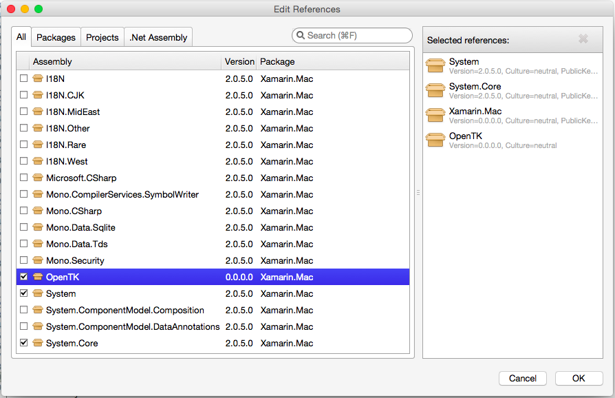 プロジェクト参照の編集