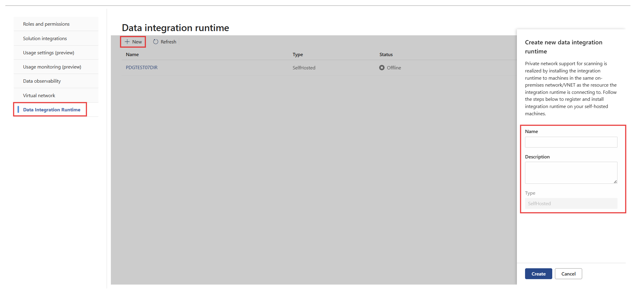 新しいデータ統合ランタイムを作成する