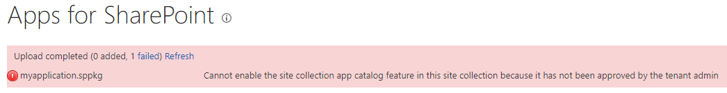 アプリ カタログが削除された後、新しいアプリの追加を許可しない方法を示すスクリーンショット