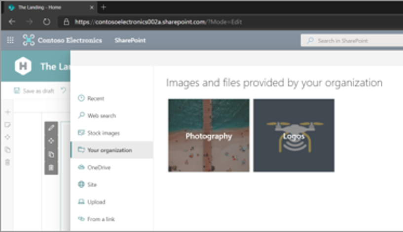 SharePoint ページに追加するイメージの選択