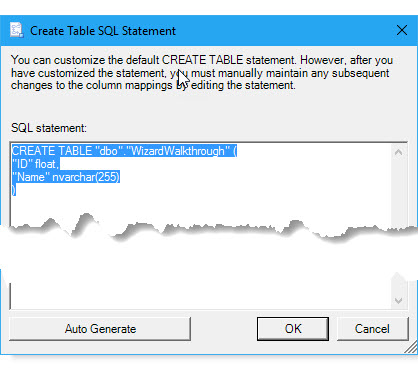 CREATE TABLE ステートメントを表示する