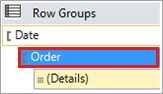 Screenshot of the Order field in the Report data field between Date and Details.