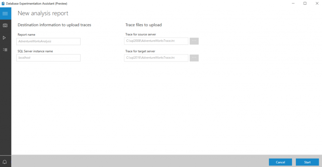 レポート分析の入力画面のスクリーンショット。