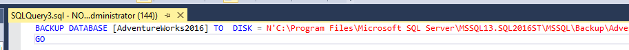 スクリプト データベースのバックアップ - T-SQL の確認