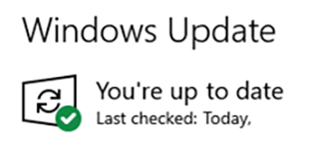 Windows Update "最新の状態です" という通知が表示されます。