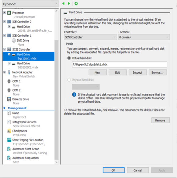 テスト VM のスクリーンショット。