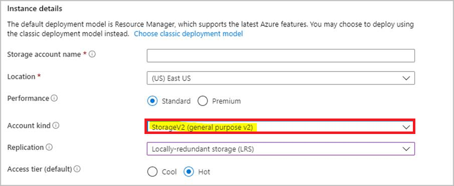 [Azure のセットアップ] データ ボックスを示すスクリーンショット。