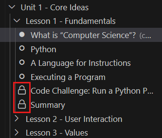 A screenshot that highlights the locked pages in the table of contents.