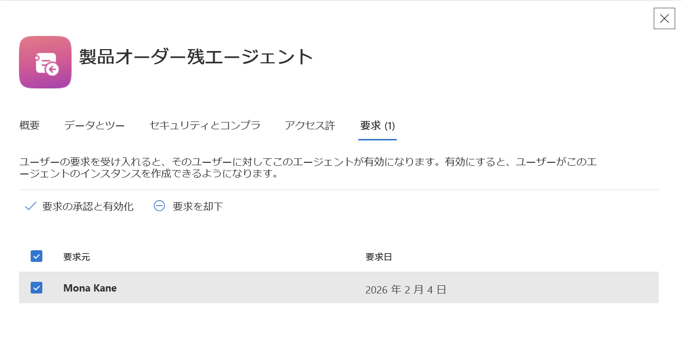 Screenshot of the Requests tab with the users to be approved for activation.
