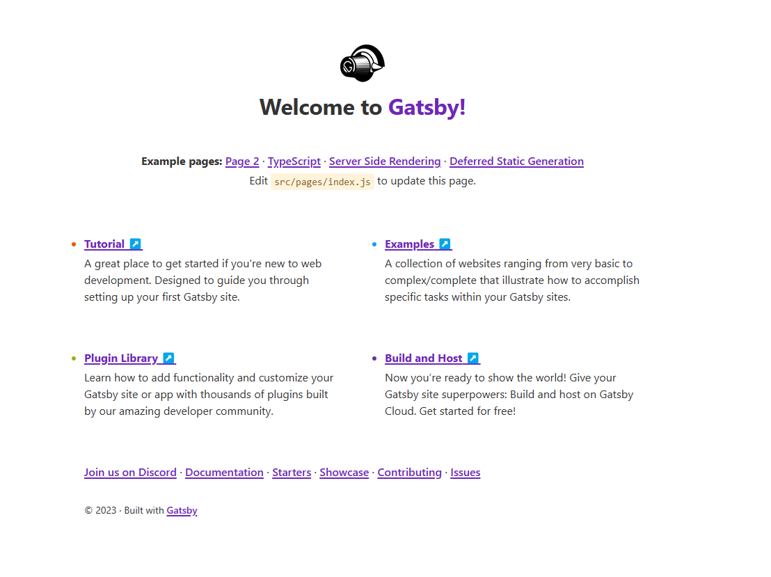 Screenshot of the Gatsby app.